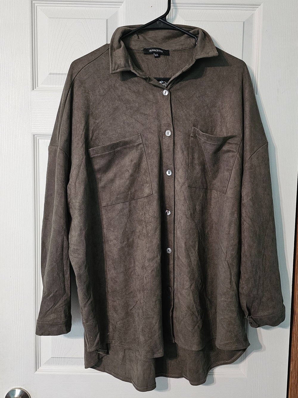 Olivaceous Womens Brown Shirt Jacket with Chest Pockets